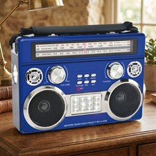 Retro Bluetooth Speaker AM/FM/SW Radio MP3 Player USB/AUX/TF Flashlight Recharge