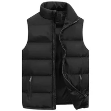 Mens Vest Jacket Warm Sleeveless Jackets Winter Waterproof Zipper Coat Autumn St