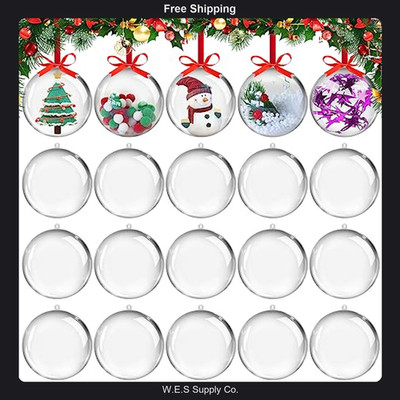 20PCS 5cm Clear Plastic Fillable Ornament Balls DIY Craft Christmas Decorations
