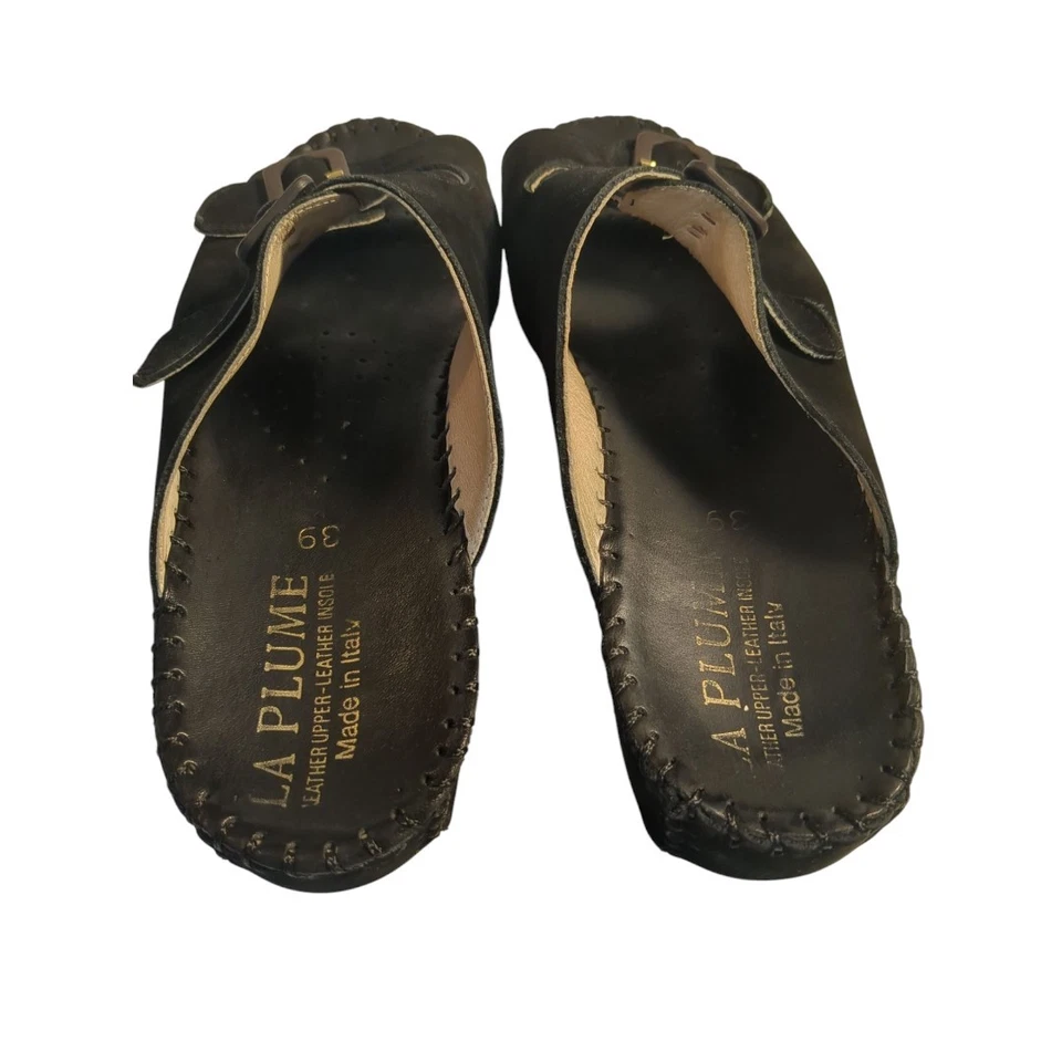 Black Suede Birk Look Slip On Shoes / Sandals Made in Italy LA PLUME SZ 39/ 9 - Image 4 of 4