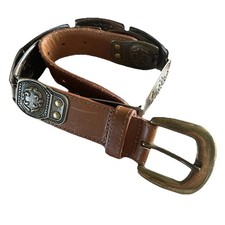 Vintage Women  s Western Small Concho Link Belt Gold Metal Southwestern Cowgirl