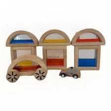 PlanToys Water Blocks & Wautomobile Wooden Car Building Sensory Toy Lot
