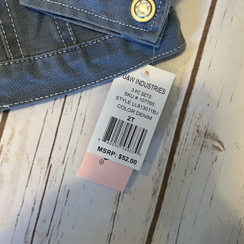 Little Lass Jean Denim Jacket Emroidered Girls 2T New With Tags - Picture 3 of 4