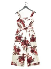 Whistles Women's Jumpsuit UK 10 Cream Viscose with Linen Jumpsuit