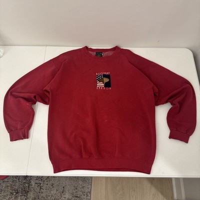 Vintage Camp David Faded Red Crewneck Made In USA Boothbay Harbor Sweater Size M