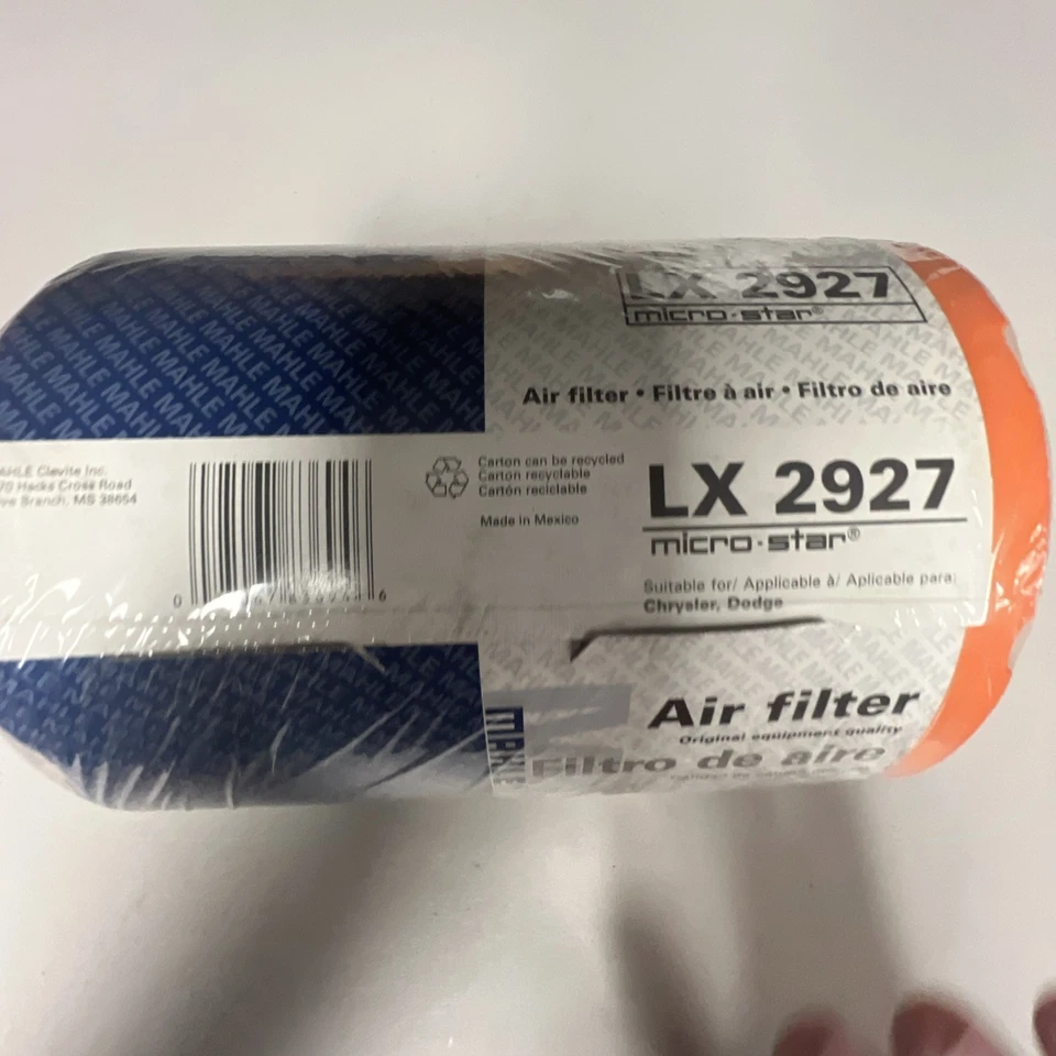 Filtro de ar LX 2927 Mahle para Dodge Stratus Chrysler Sebring 2001-2006 novo lacrado - Imagem 2 de 3