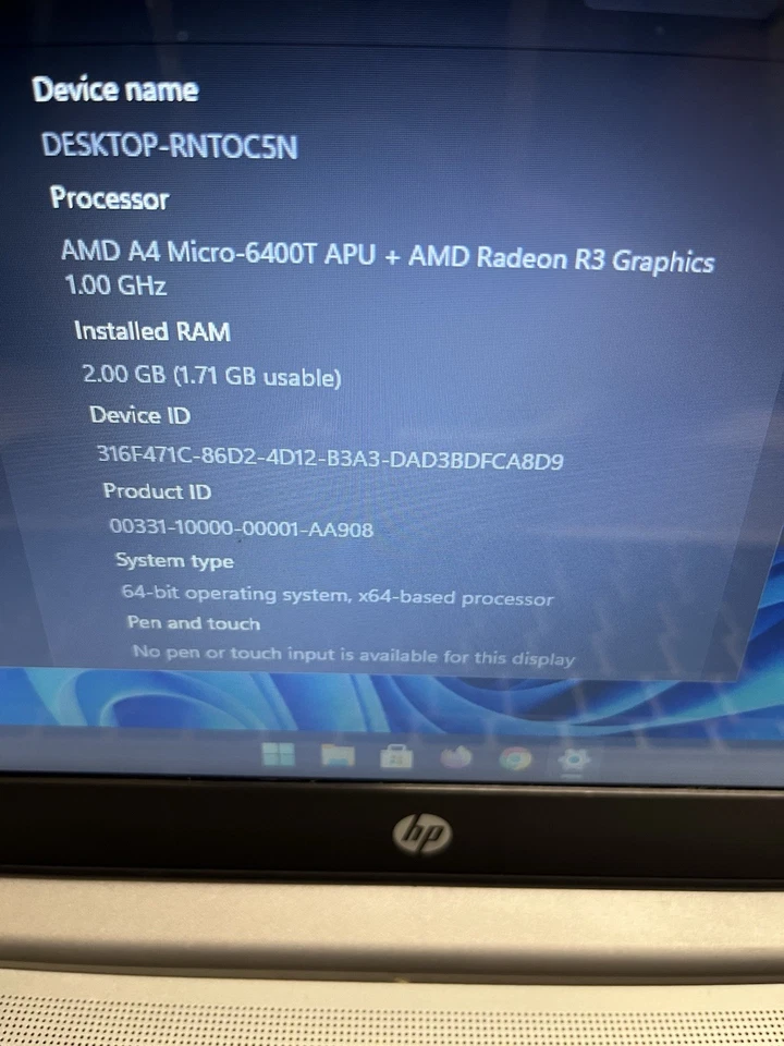 HP Stream 14-z010nr Laptop AMD A4 APU 1.00GHz 2GB RAM 32GB SSD 15.6” - Image 4 of 4