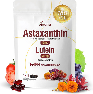 14-in-1 Astaxanthin 12mg & Lutein 40mg with Zeaxanthin Supplements, 6 Month Supp