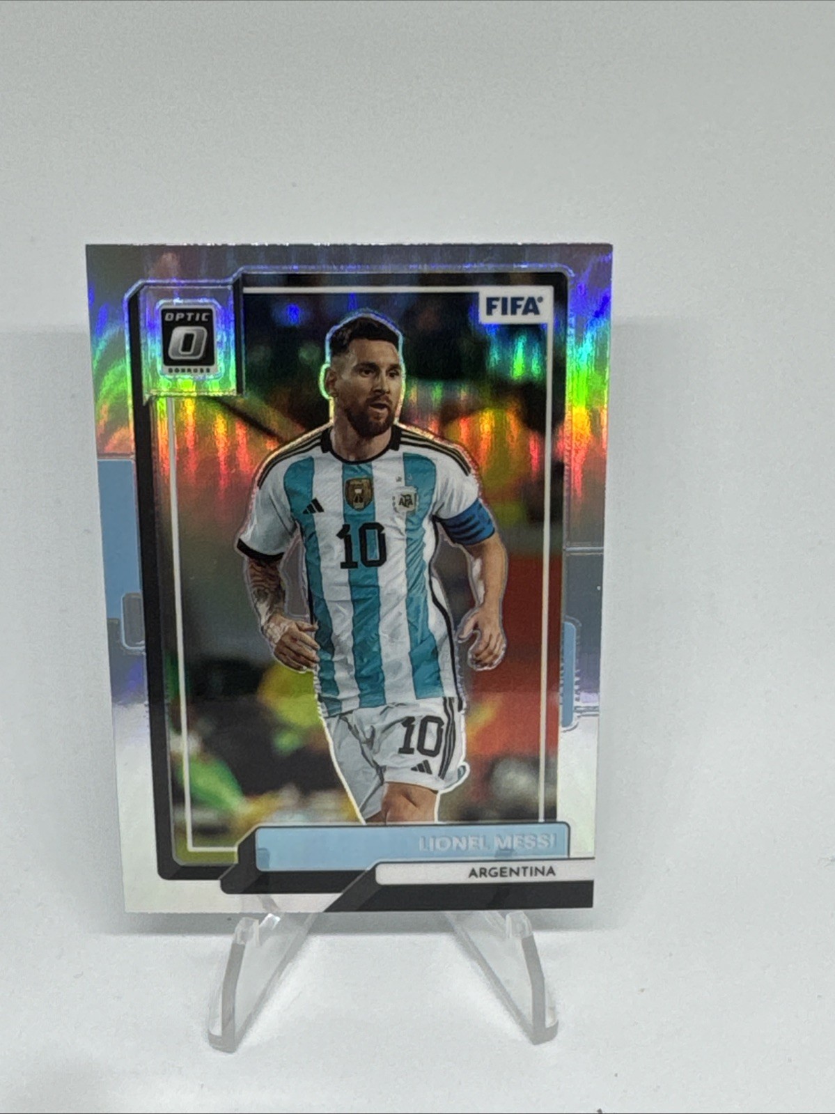 Lionel Messi 2022-23 Donruss Optic FIFA Silver Holo Prizm Card #10 Argentina