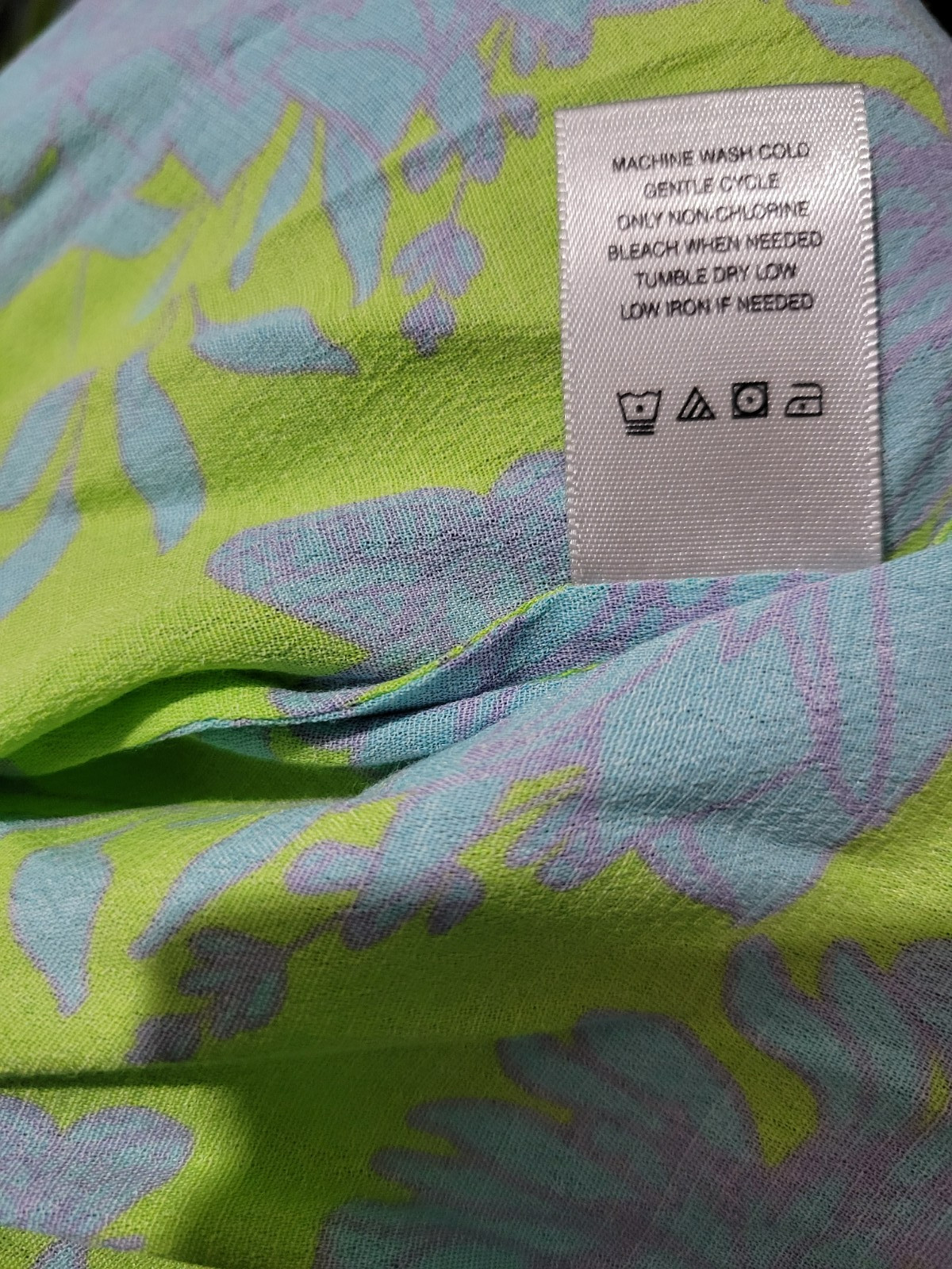 John Mark Women 2X Green/Black/Pink/Blue Floral Embroidered Tunic NWT 3/4 Sleeve