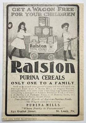1902 Ralston Purina Cereals Original Vintage Print Ad St Louis MO