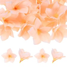 10-Pack Artificial Plumeria Flower Heads, 3.9" Fake Plumeria Flowers, Champagne