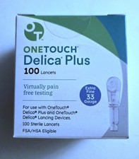 OneTouch Delica Plus 33G Lancets Pack of 100 Units Factory Sealed