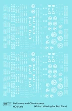 K4 HO Scale Decals Baltimore and Ohio B&O Red Caboose White