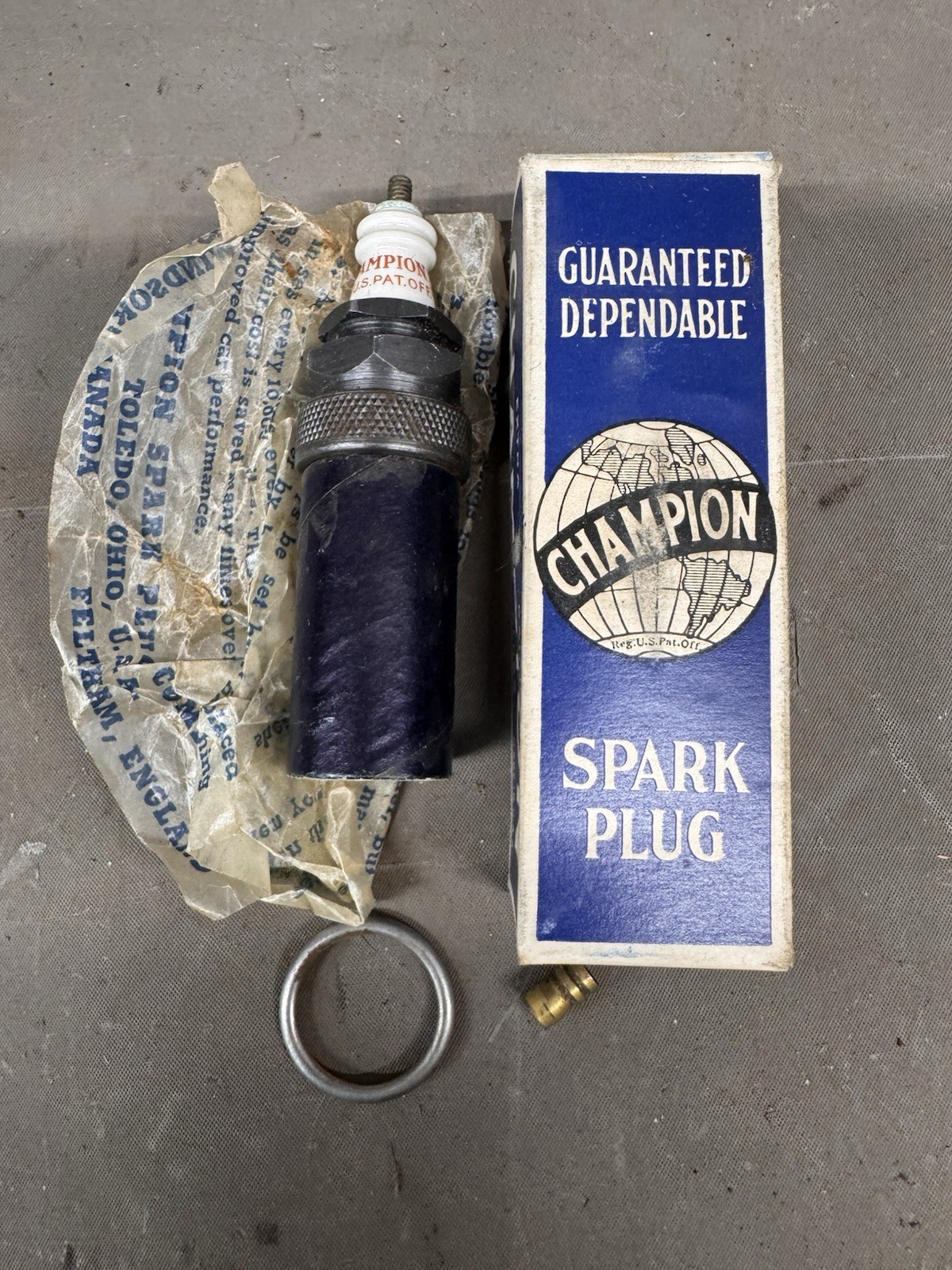 NOS Antique Champion 45 Extra Range Spark Plug Guaranteed Dependable Ford  Chevy