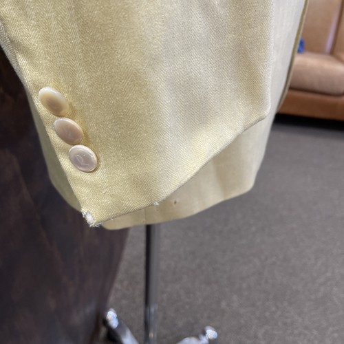 Ravazzolo Hand Tailored Italy Loro Piana Herringbone Yellow Cashmere Jacket 44R - Picture 6 of 14
