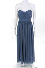 Jenny Yoo Womens Solid Strapless Aidan Gown Blue Size 2 11068111