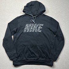 Nike Therma-Fit Hoodie Sweatshirt L Streetwear Camo Spellout Embroidered Logo