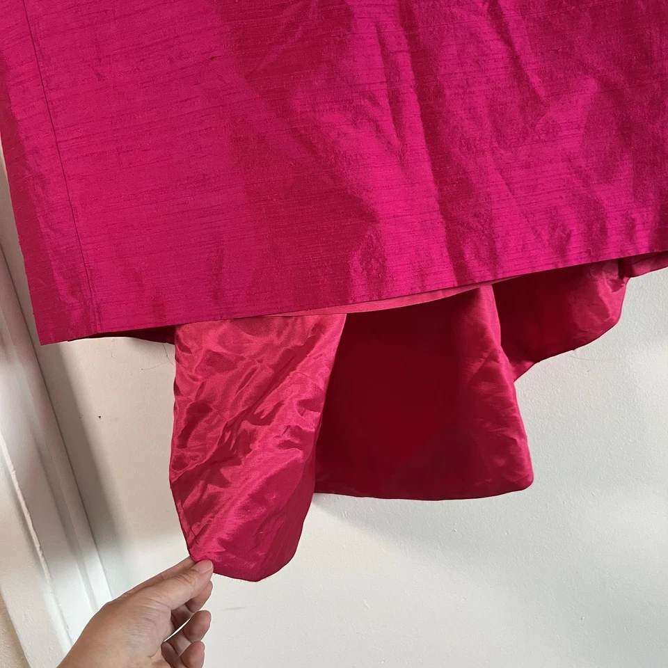 "Falda larga de colección ABS by Allen Schwartz 100 % seda alta baja magenta talla 12 cintura 31""" Foto 4 de 4