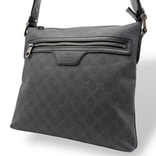 Excellent condition Gucci Shoulder Bag Crossbody GG Supreme PVC Leather Black Fr