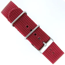 Watch Band Nylon One-Piece Sport Strap Burgundy Red Stainless Buckle 20mm