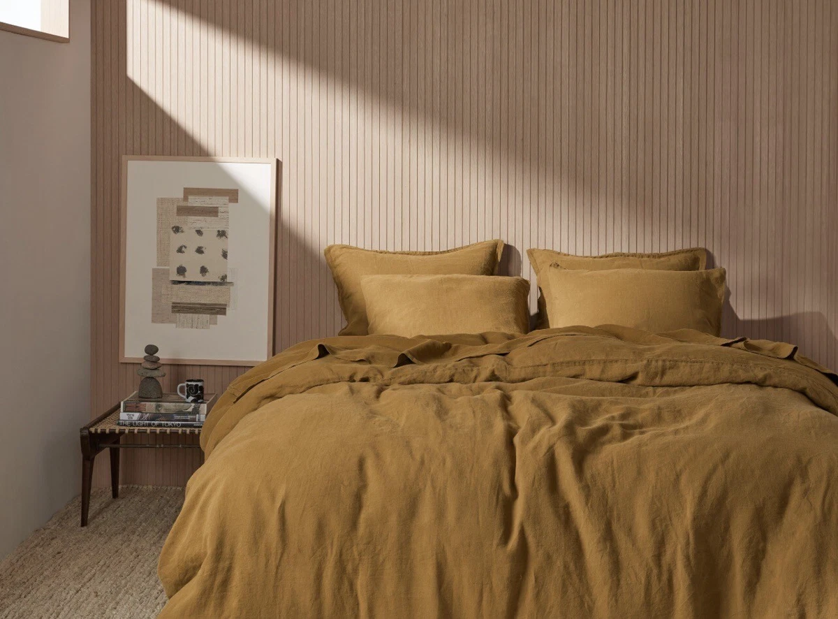 Parachute Duvet Cover 100 Linen in OCHRE Size King Cal King