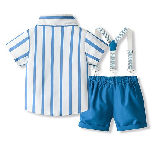 Kids Boys Suit Wedding Outfit Suspenders Set Cocktail Shirt Dinner Bowtie Pants - Picture 7 of 20