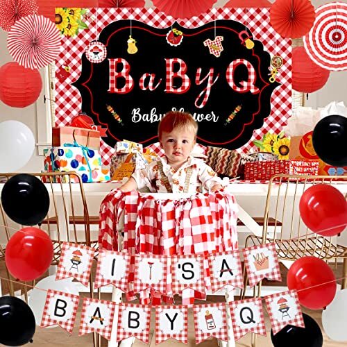 BBQ Baby Shower Decorations Baby Q Party Decorations BBQ Banner Paper Supplies - Picture 4 of 7