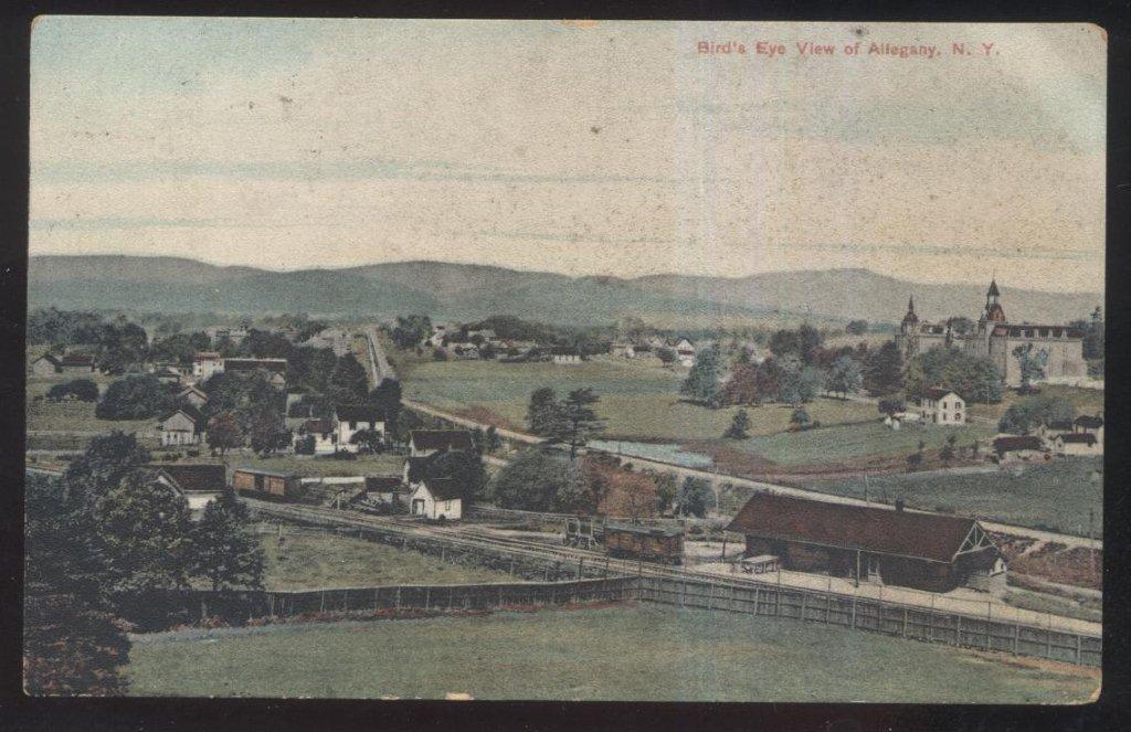 Postcard ALLEGANY New York/NY Local Town Area Bird's Eye Aerial view