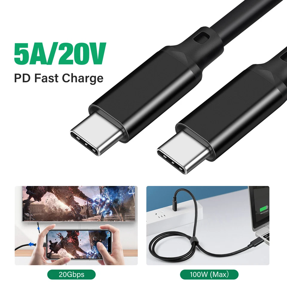 USB C to USB C 3.2 2X2 Cable 100W/5A PD Fast Charging 20Gbps 4K Video Data Cord - image 2 of 4