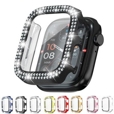 Bling Diamond Case For Apple Watch 38 40 41 42 44 45 46mm Screen Protector Cover