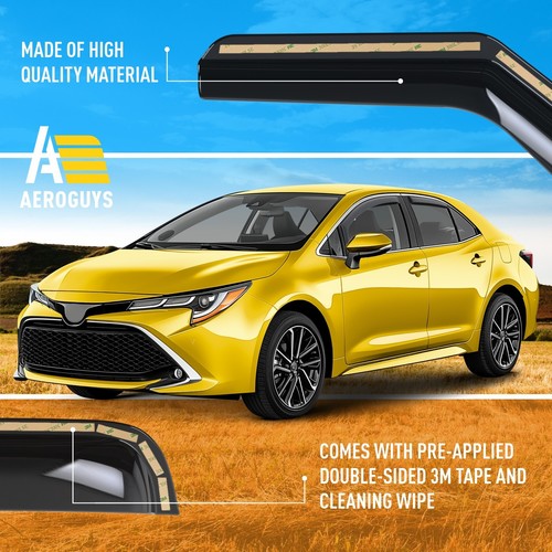 Rain Guards Vent Visors Shade for 2020-2025 Toyota Corolla In-Channel - Foto 7 di 9