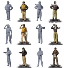 Unpainted 1/48 WWII US Navy Fighter Pilot Resin Soldier Figure Scene Model 