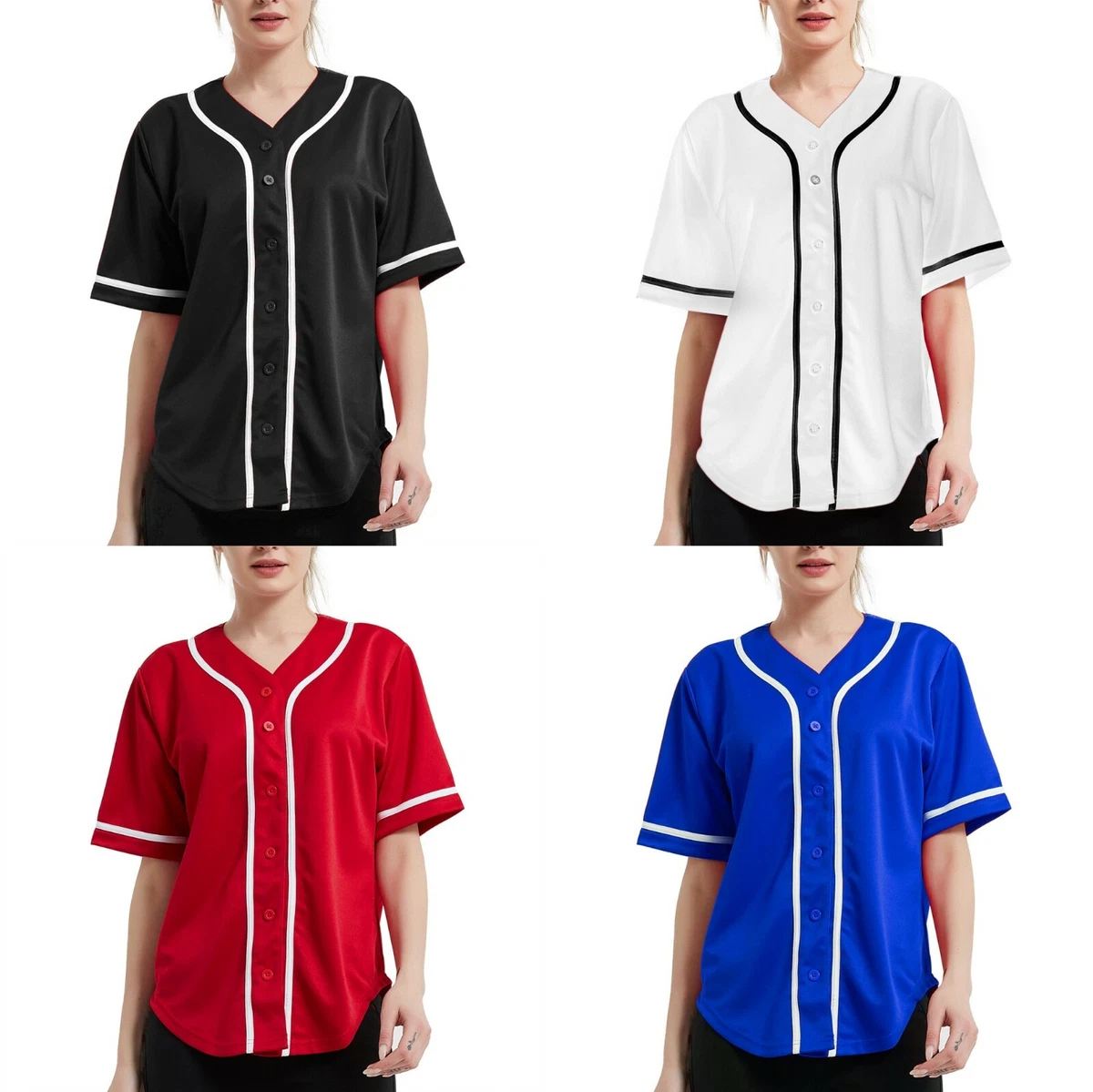  TOPTIE Men's Baseball Jersey Plain Button Down Shirts Team  Sports Uniforms : Clothing, Shoes & Jewelry