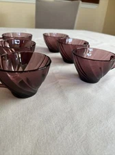 Duralex Glass Cups Purple Amethyst Swirl France EUC - Set of 6