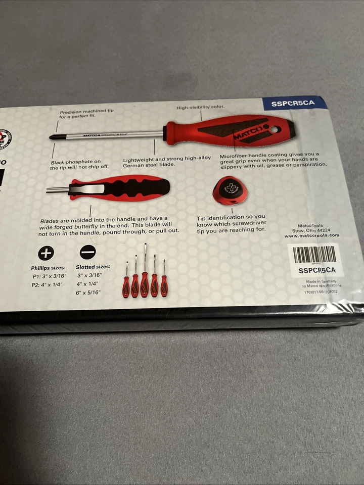 Brand New Matco Tools SSPCR5CA 5 Piece Premium Red Screwdriver Set Sealed - Image 4 of 4
