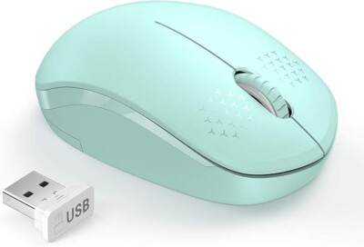 Wireless Mouse, 2.4G  Noiseless Mouse with USB Receiver Mice for PC -Mint Green