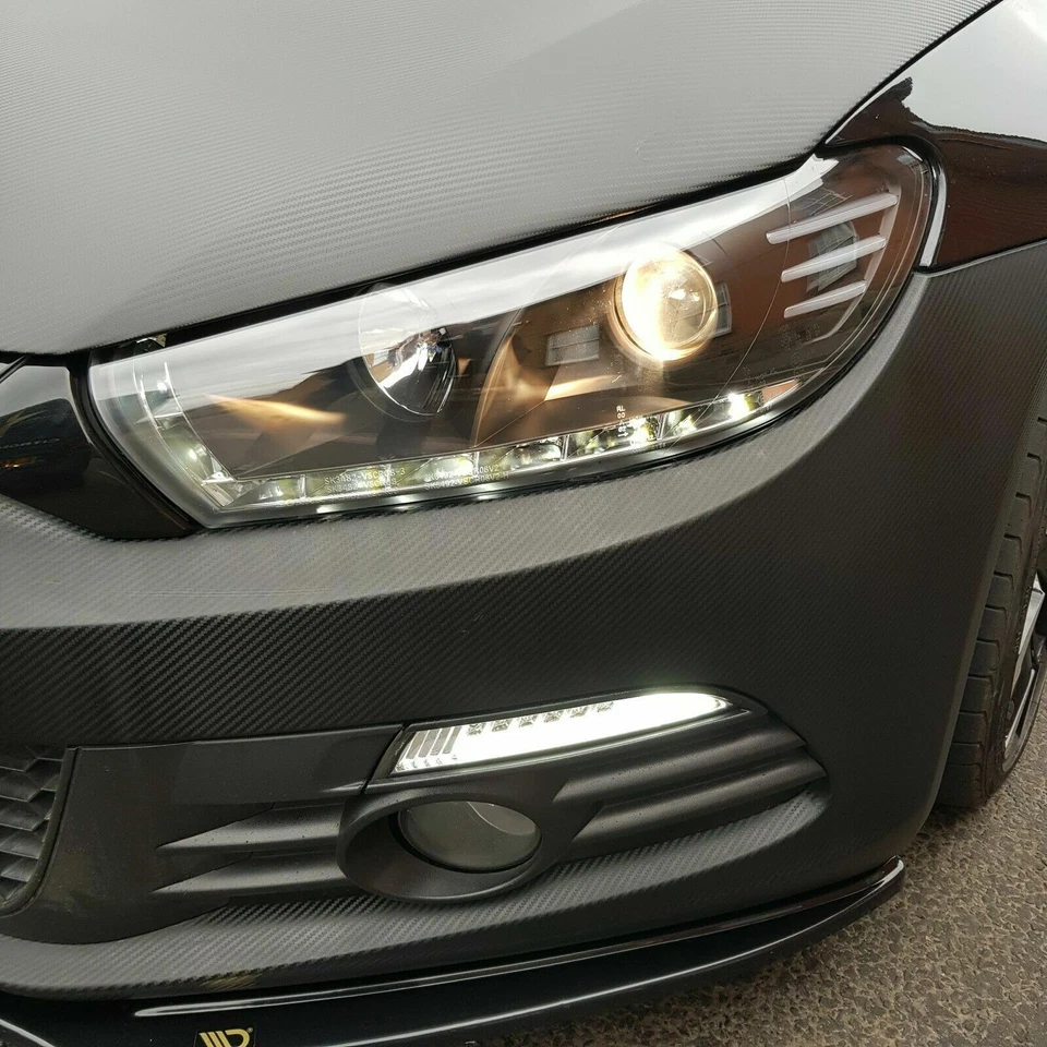 VW Scirocco 2008-14 Black DRL LED Devil Eye Projector Headlights + Height Motors - Image 2 of 4