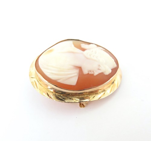 Beautiful Vintage 10ct Yellow Gold Agate Cameo Portrait Brooch 5.91g - Picture 9 of 11