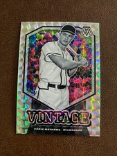 2021 Panini Mosaic Silver Prizm Vintage #V4 Eddie Mathews card, Atlanta Braves