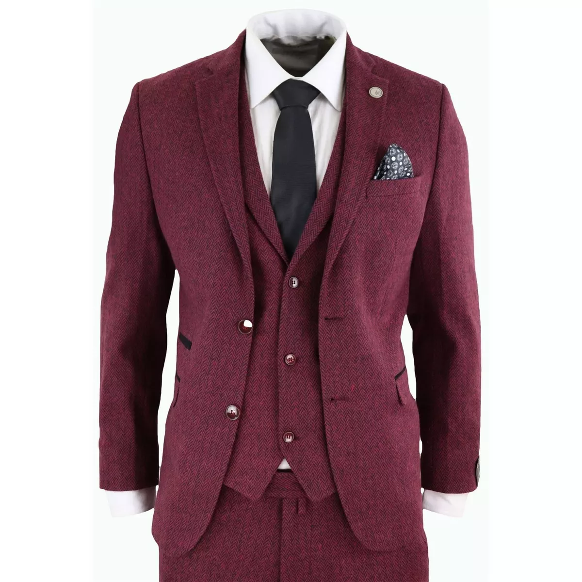 Tweed burgundy best sale suit