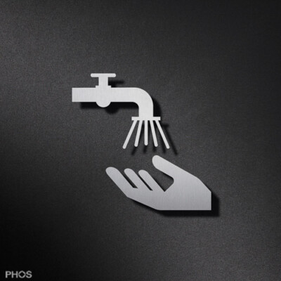 Piktogramm Hände waschen Hygiene Edelstahl Schild selbstklebend - PHOS Design 