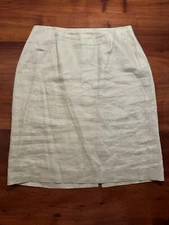 Rafaella Women’s Pistachio Green 100% Linen Straight Skirt Sz 8