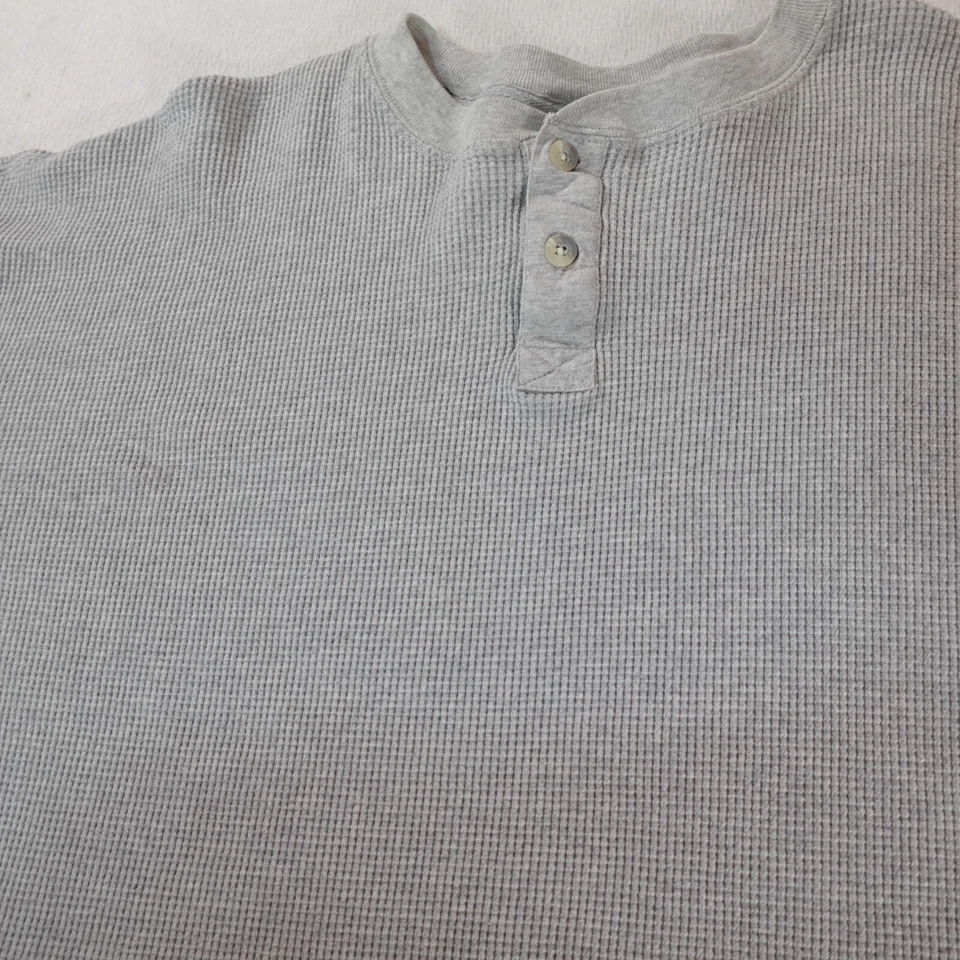 Vintage Alpine Henley Shirt Mens 2XL XXL Gray Waffle Knit Outdoor Sleep Camp Top - Image 3 of 4