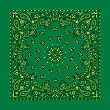 Kelly Green/Yellow 22" x 22" Paisley Print Bandana