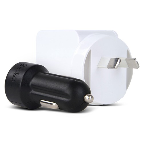 Gecko White USB Adapter & Black Car Travel AC Charger For iPhone iPad Smartphone - Picture 3 of 7