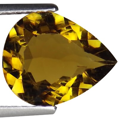 1.90 Ct IGI Certified Natural Tourmaline Gemstone Yellow Green Color Pear Cut