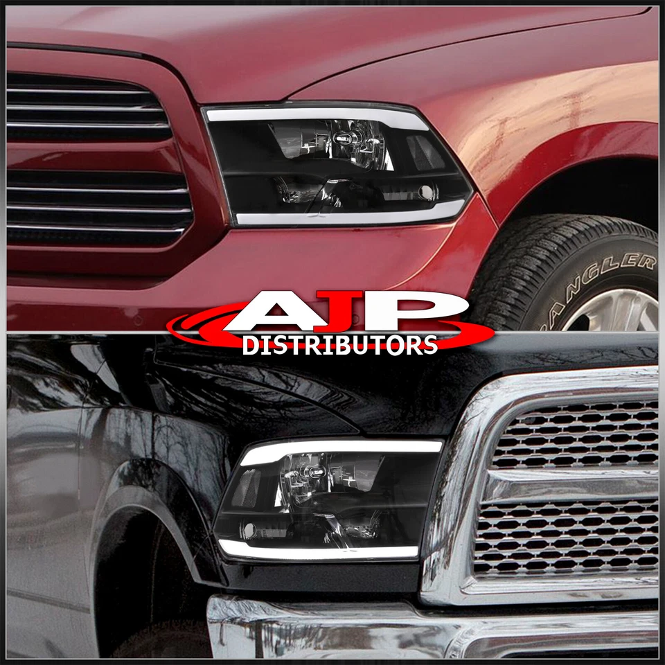 Black Driving LED Tube Head Lights Lamp For 2009-2018 Dodge Ram 1500 2500 3500 Foto 4 de 4