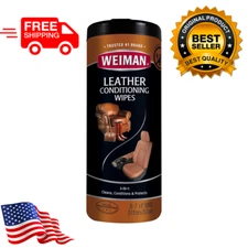 Weiman Leather Cleaner Conditioner Wipes Leather Couches, Car Seats,Shoes 3 in 1