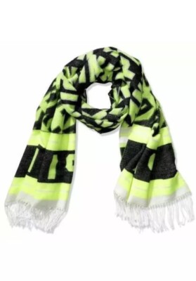 Victoria's Secret PINK Black White Neon Green Scarf New Blanket | eBay
